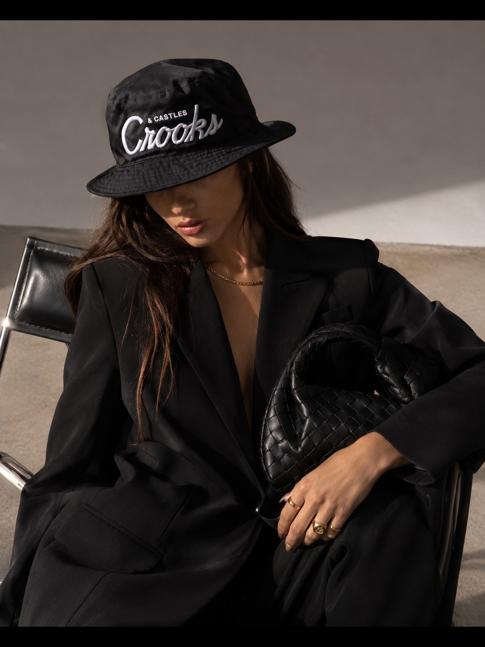 Crooks & Castles Black Embroidered Bucket Hat
